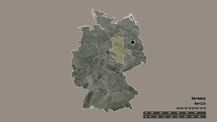 Location of Sachsen-Anhalt, state of Germany,. Satellite