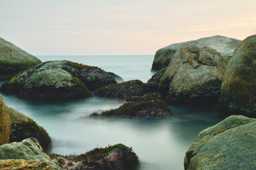 Sea rushing through the rocks...