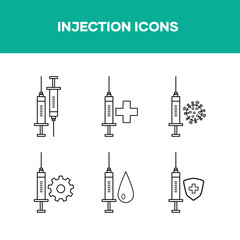 Fototapeta premium Injection icon set, syringe symbol, icon in health and medical, vector illustration