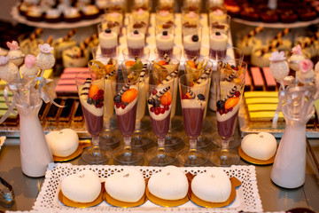 delicious sweets on candy bar