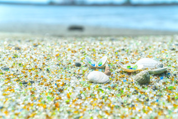 Fototapeta na wymiar 長崎県大村市　森園公園の硝子の砂浜　シーグラスビーチ　シーグラス
