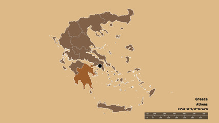 Location of Peloponnese, decentralized administration of Greece,. Pattern
