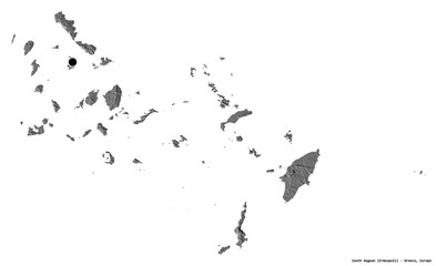 Fototapeta premium South Aegean, decentralized administration of Greece, on white. Bilevel