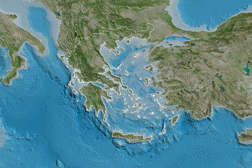 Greece outlined. Satellite