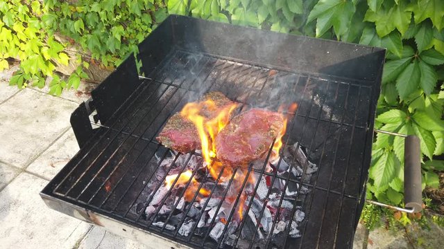 Holzkohlegrill grill Glut Flamme grillen Fleisch Feuer Holzkohle Rost Hei&szlig;