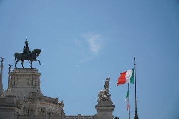 Altare della Patria with Italian flag - Rome Italy