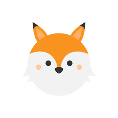 Cute fox round vector icon. Autumn, fall vixen circle animal illustration. Isolated.