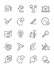set of creative thin line icons, idae, thinking, education