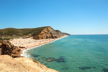 Amazing Sandy beach with Crystal clear water with blue sky in background in a summer day.	