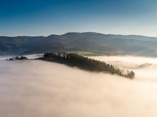 Podhale and Tatra Mountains from drone. Photos was taken in spring. Poland, Malopolskie Aerial footage