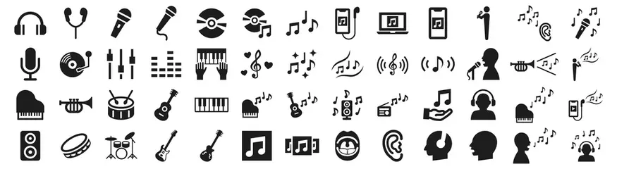 Poster Set of various icons related to music © SUE