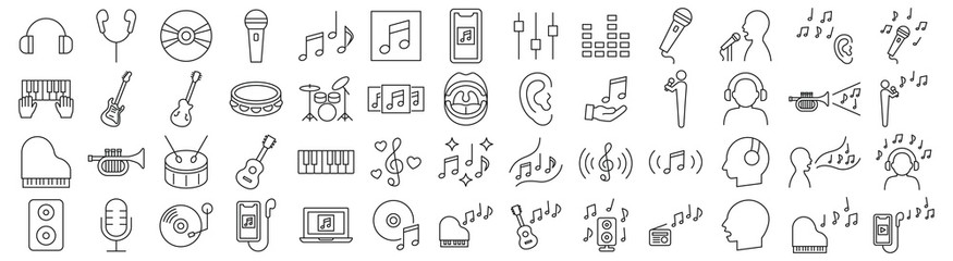 Set of various icons related to music - obrazy, fototapety, plakaty