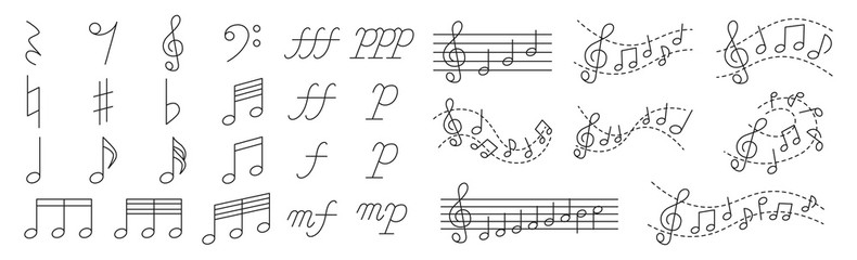 Set of various icons related to music