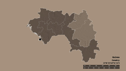 Location of Kankan, region of Guinea,. Administrative