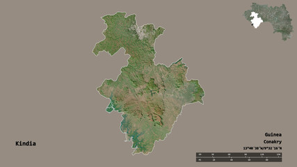 Kindia, region of Guinea, zoomed. Satellite
