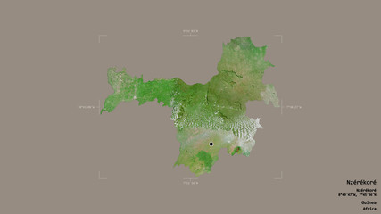 Fototapeta premium Nzérékoré - Guinea. Bounding box. Satellite