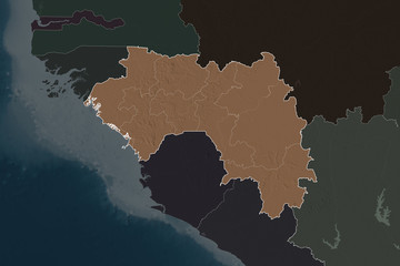 Guinea borders. Neighbourhood desaturated. Administrative