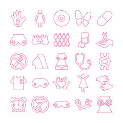 bundle of twenty five breast cancer set icons