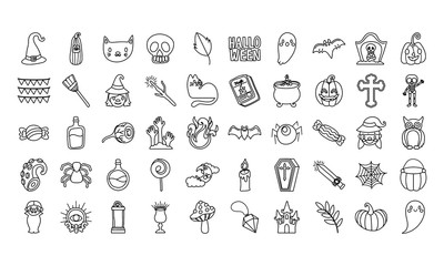 bundle of fifty halloween set icons