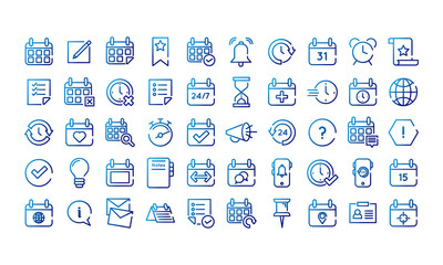 bundle of fifty calendars set icons
