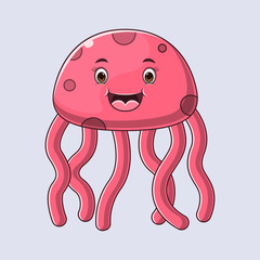 Illustration Cute Jellyfish cartoon character.
