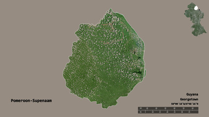 Pomeroon-Supenaam, region of Guyana, zoomed. Satellite