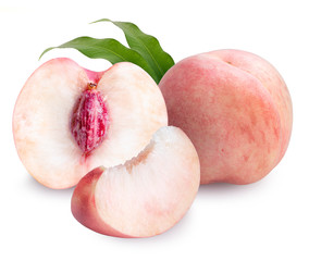 Peach fruit isolated on white background, Fresh Peach on White Background With clipping path, 