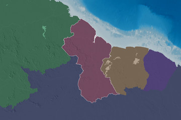 Guyana outlined. Administrative