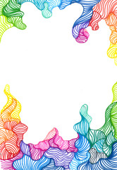 Doodle-drawn frame for a bright design.