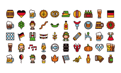 bundle of oktoberfest set fifty icons