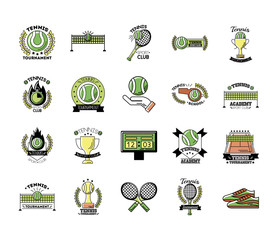 bundle of twenty sport tennis set collection icons