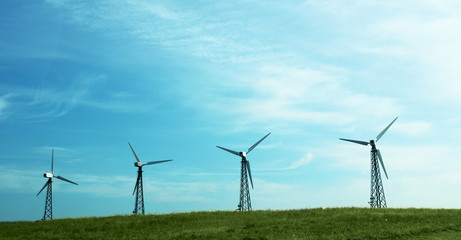 Wind turbine against the sky