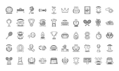 bundle of fifty sport tennis set icons