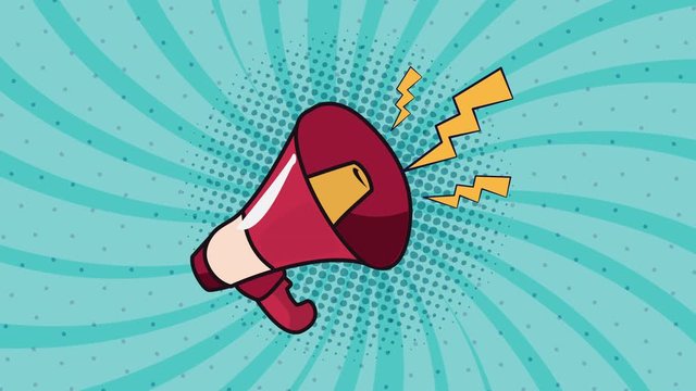 pop art style animation with megaphone