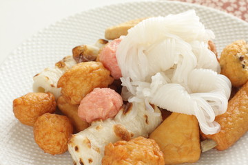 Japanese food, konjac and fish cake for oden cooking