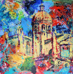 Abstract art painting of the Salamanca church