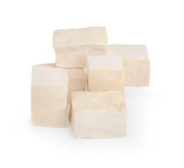 closeup tofu isolated on white background