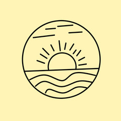 sunset illustration for logo or icon