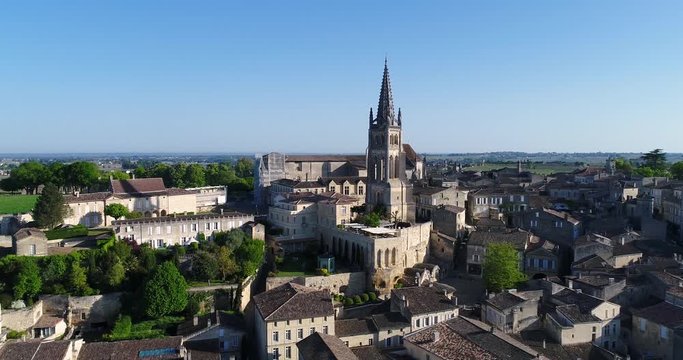Aerial view of Saint-Emilion, one of the main red wine production areas of Bordeaux region