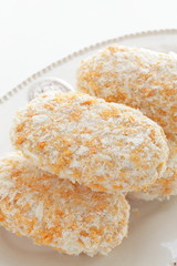 Japanese food, frozen cream crab croquette on dish