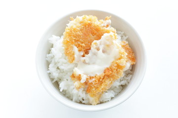 Japanese food, cream crab croquette on rice 