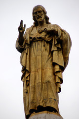 Golden religoius statue in Bilbao