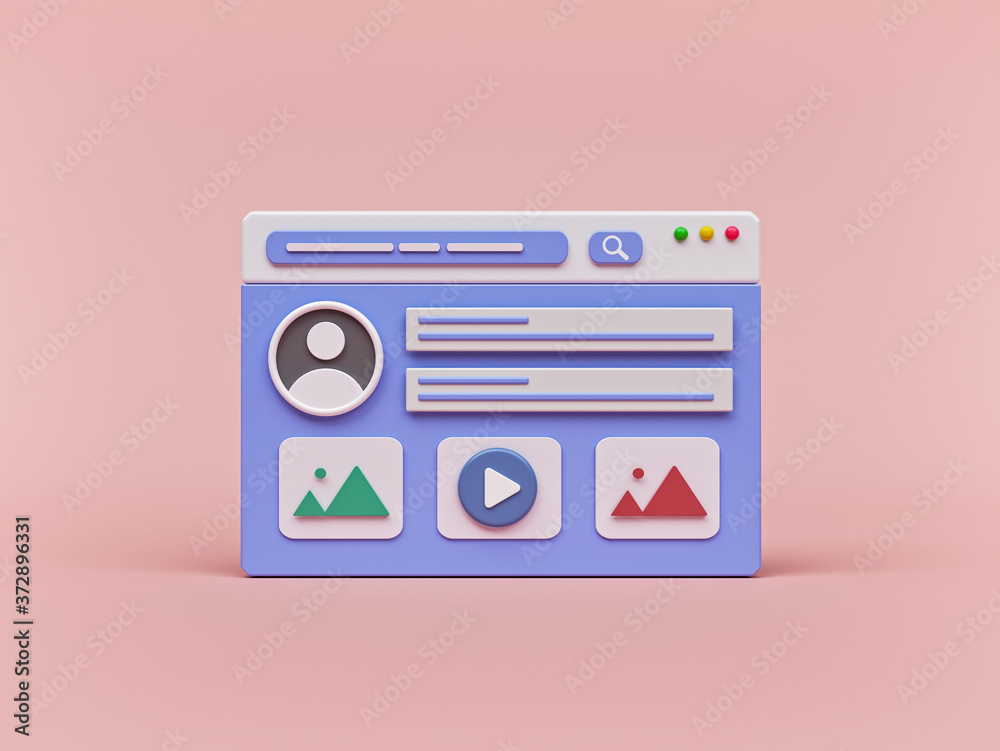 Fototapete modern web page interface minimal design. 3d rendering