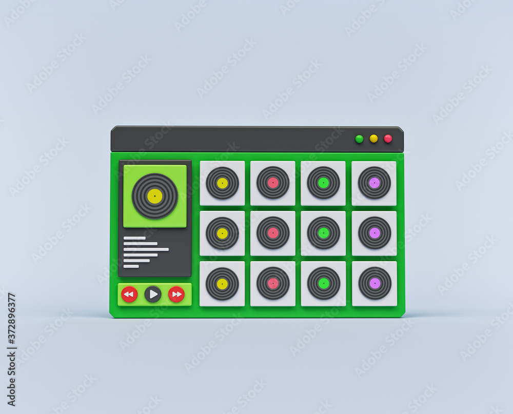 Poster minimal audio songs web page interface isolated. 3d rendering