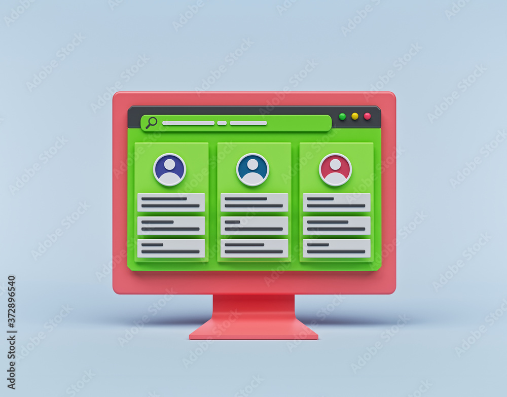 Poster modern web page interface minimal design. 3d rendering