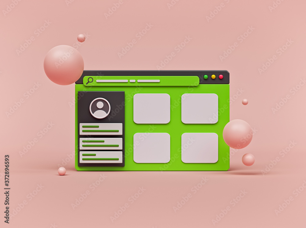  modern web page interface minimal design. 3d rendering