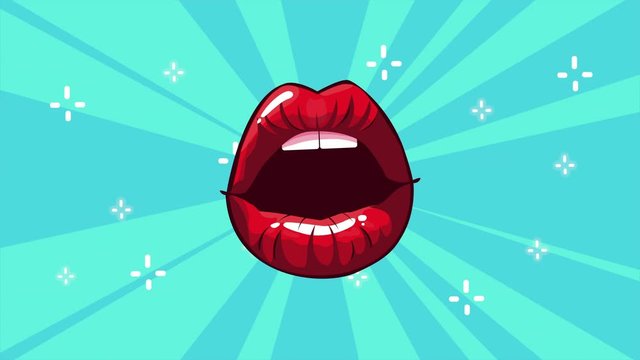 pop art style animation with sexi woman mouth