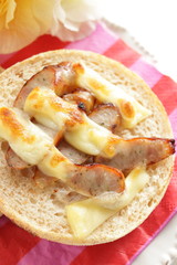 sausage and cheese toasted English muffin sandwich 