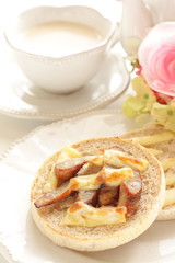 sausage and cheese toasted English muffin sandwich 