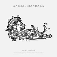 Lion Mandala Vector Line Art Style